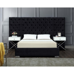 Meridian Grande Black Velvet Queen Bed (3 Boxes)