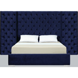 Meridian Grande Navy Velvet Queen Bed (3 Boxes)