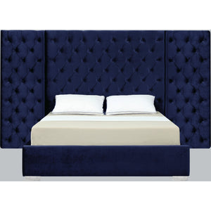 Meridian Grande Navy Velvet King Bed (3 Boxes)