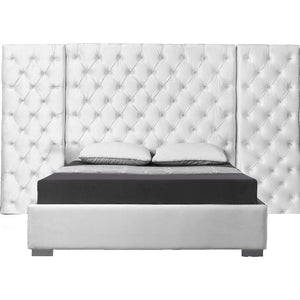 Meridian Grande White Velvet King Bed (3 Boxes)