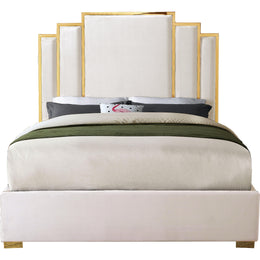 Meridian Hugo Cream Velvet King Bed