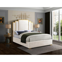 Meridian Hugo Cream Velvet King Bed