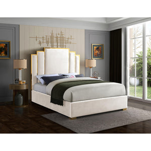 Meridian Hugo Cream Velvet King Bed