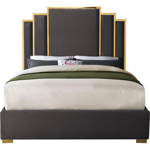 Meridian Hugo Grey Velvet King Bed