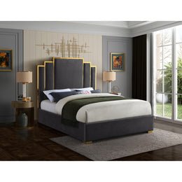 Meridian Hugo Grey Velvet King Bed