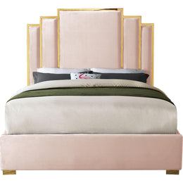 Meridian Hugo Pink Velvet King Bed