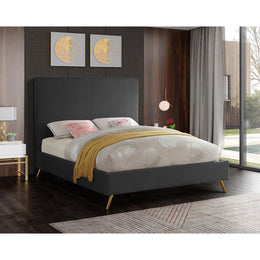 Meridian Jasmine Grey Velvet Full Bed