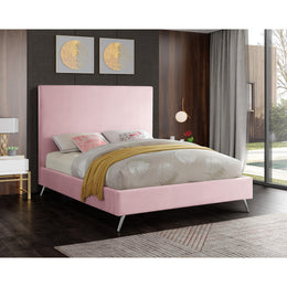 Meridian Jasmine Pink Velvet Full Bed
