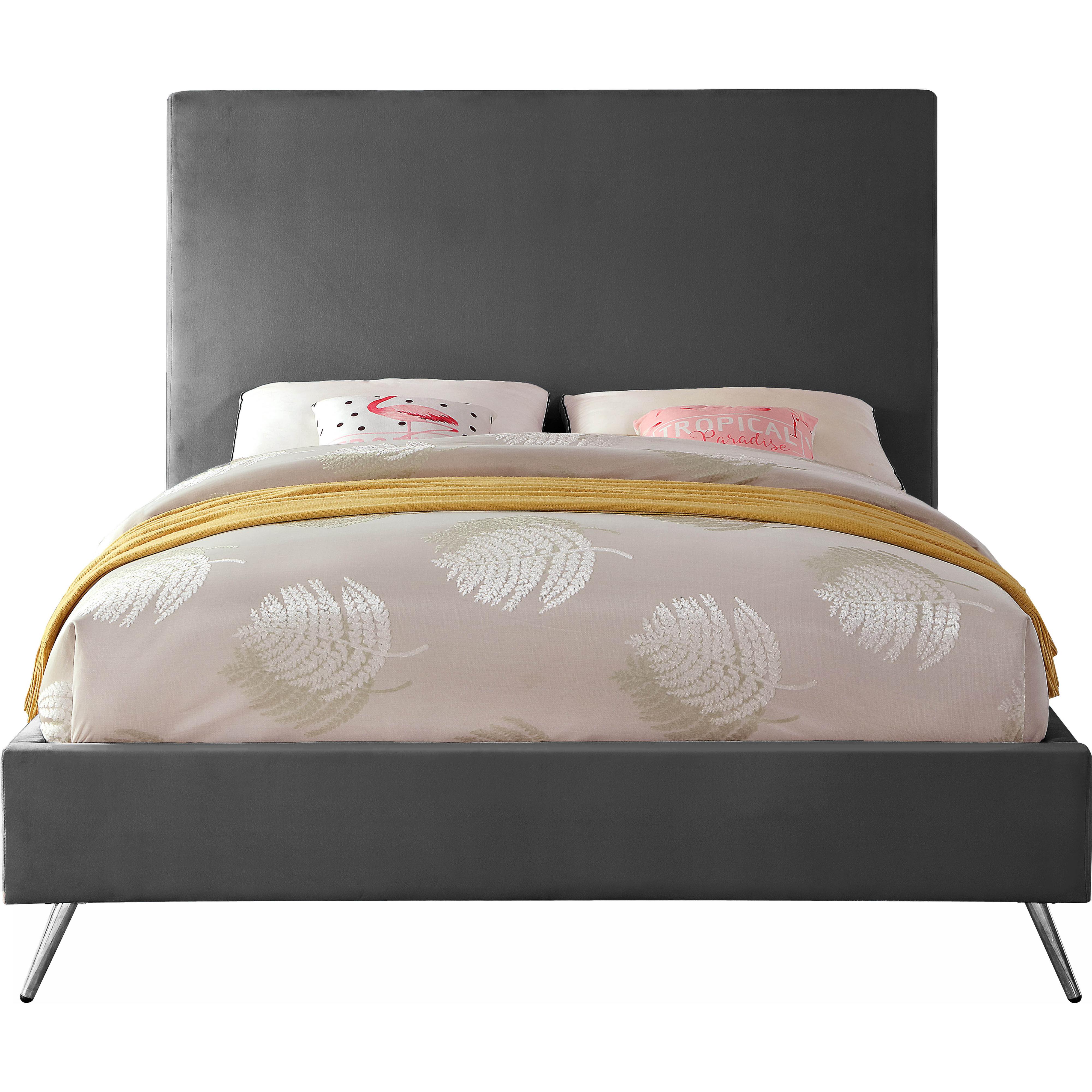 Meridian Jasmine Grey Velvet King Bed