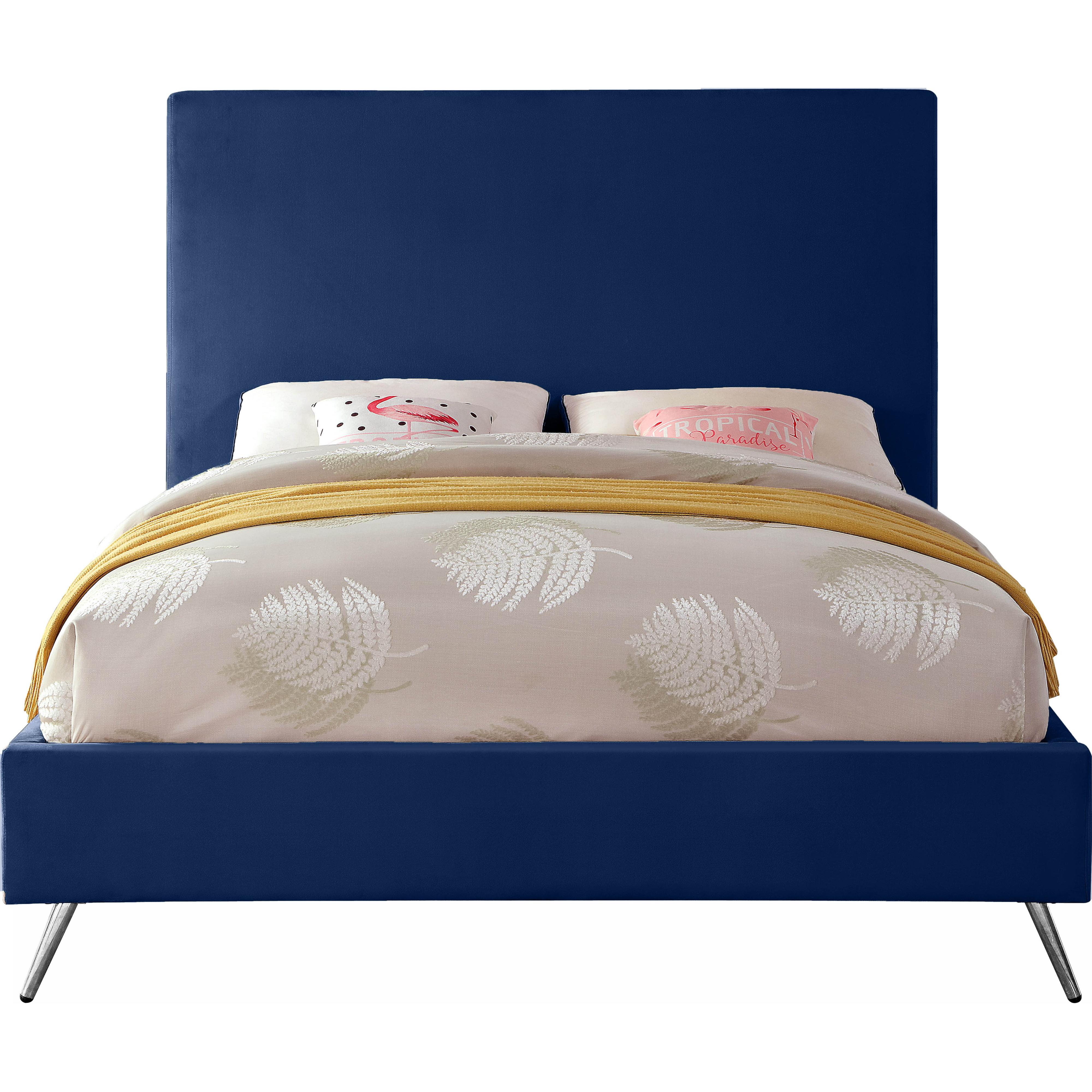 Meridian Jasmine Navy Velvet King Bed