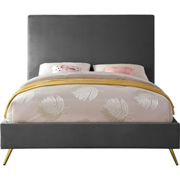 Meridian Jasmine Grey Velvet Queen Bed