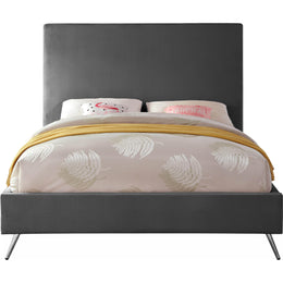 Meridian Jasmine Grey Velvet Queen Bed