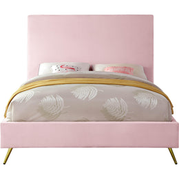 Meridian Jasmine Pink Velvet Queen Bed