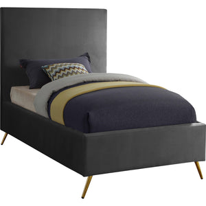 Meridian Jasmine Grey Velvet Twin Bed