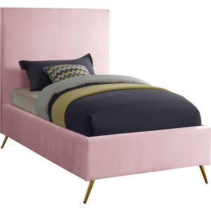 Meridian Jasmine Pink Velvet Twin Bed