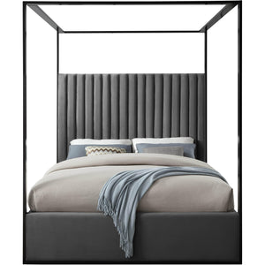 Meridian Jax Grey Velvet King Bed