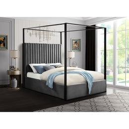 Meridian Jax Grey Velvet King Bed