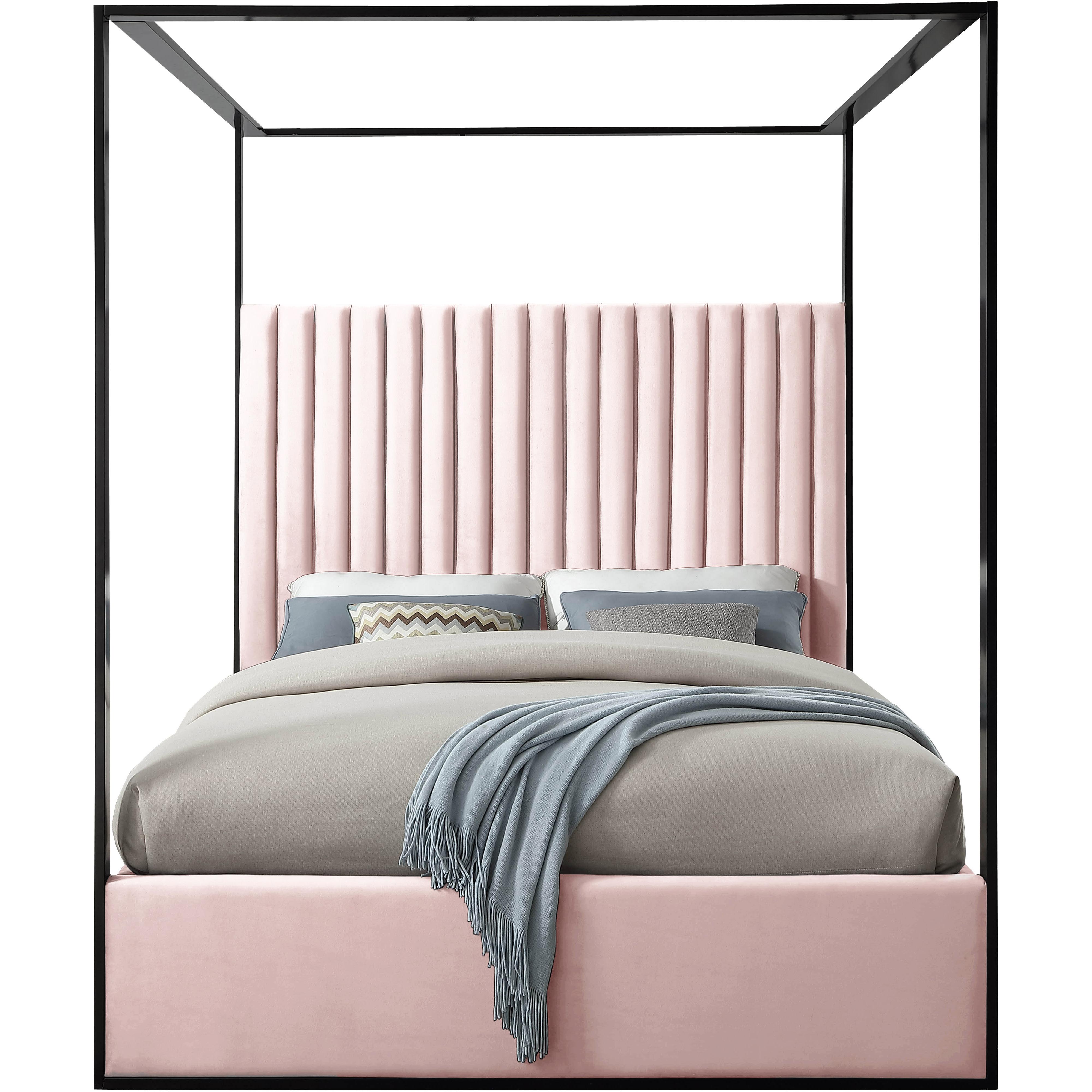 Meridian Jax Pink Velvet King Bed