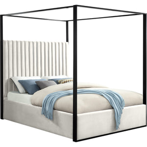 Meridian Jax Cream Velvet Queen Bed