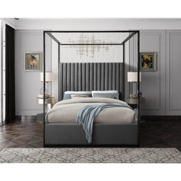 Meridian Jax Grey Velvet Queen Bed