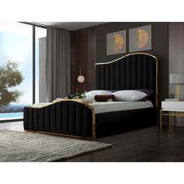 Meridian Jolie Black Velvet King Bed (3 Boxes)