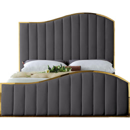 Meridian Jolie Grey Velvet King Bed (3 Boxes)