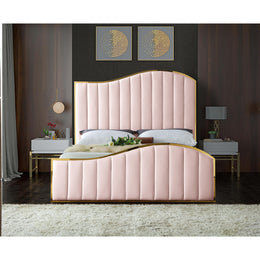 Meridian Jolie Pink Velvet King Bed (3 Boxes)