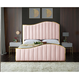 Meridian Jolie Pink Velvet King Bed (3 Boxes)