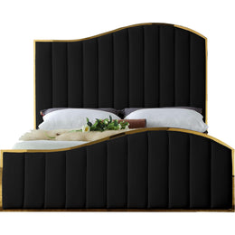 Meridian Jolie Black Velvet Queen Bed (3 Boxes)