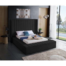 Meridian Kiki Black Velvet Full Bed (3 Boxes)