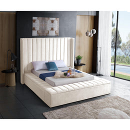 Meridian Kiki Cream Velvet Full Bed (3 Boxes)