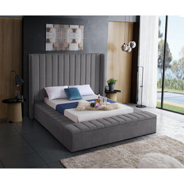 Meridian Kiki Grey Velvet Full Bed (3 Boxes)