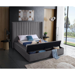 Meridian Kiki Grey Velvet Full Bed (3 Boxes)