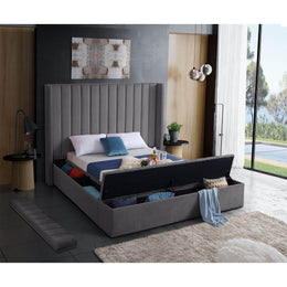Meridian Kiki Grey Velvet Full Bed (3 Boxes)