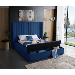 Meridian Kiki Navy Velvet Full Bed (3 Boxes)