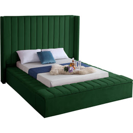 Meridian Kiki Green Velvet King Bed (3 Boxes)