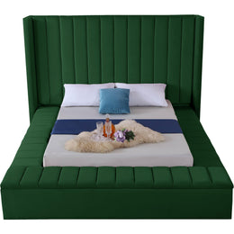 Meridian Kiki Green Velvet King Bed (3 Boxes)