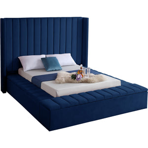 Meridian Kiki Navy Velvet King Bed (3 Boxes)