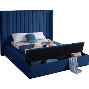 Meridian Kiki Navy Velvet King Bed (3 Boxes)