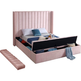 Meridian Kiki Pink Velvet King Bed (3 Boxes)