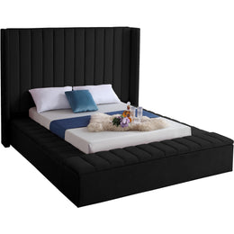 Meridian Kiki Black Velvet Queen Bed (3 Boxes)