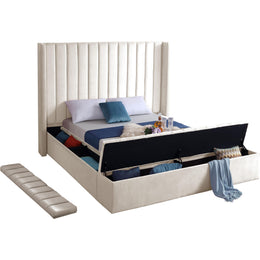 Meridian Kiki Cream Velvet Queen Bed (3 Boxes)