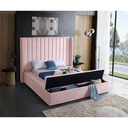 Meridian Kiki Pink Velvet Queen Bed (3 Boxes)