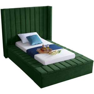 Meridian Kiki Green Velvet Twin Bed (3 Boxes)