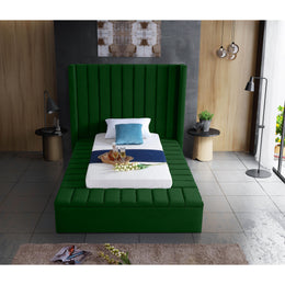 Meridian Kiki Green Velvet Twin Bed (3 Boxes)