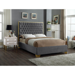 Meridian Lana Grey Velvet Full Bed