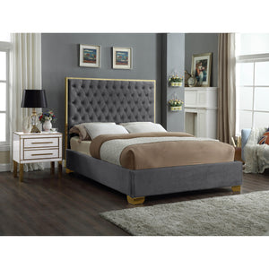 Meridian Lana Grey Velvet Full Bed
