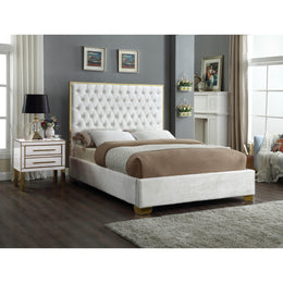Meridian Lana White Velvet King Bed