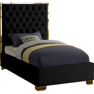 Meridian Lana Black Velvet Twin Bed