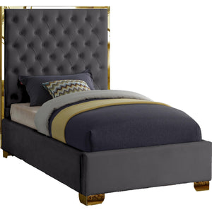 Meridian Lana Grey Velvet Twin Bed